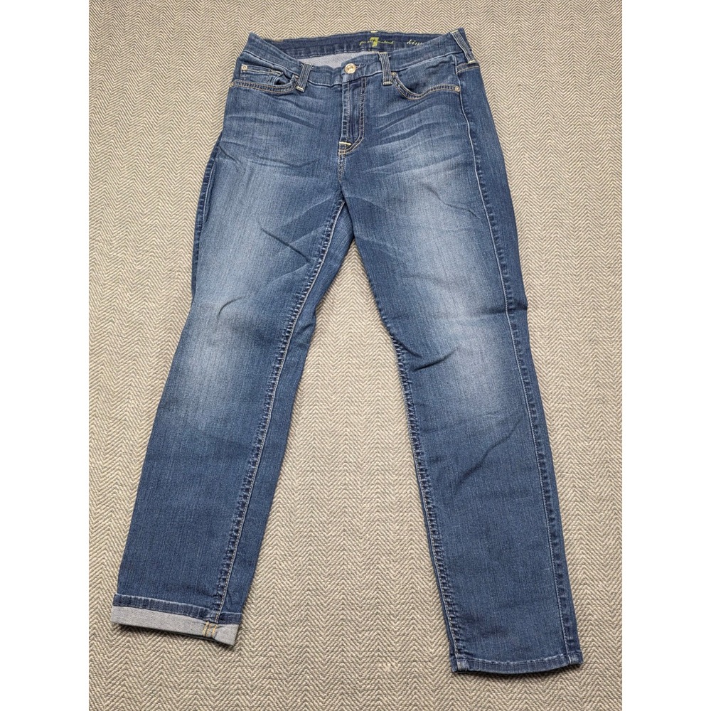 7 For All‎ Mankind Kimmie Crop Blue Straight Leg Jeans Womens 25 Made in USA